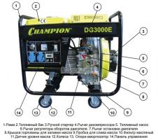 Дизельный генератор Champion DG 3000E